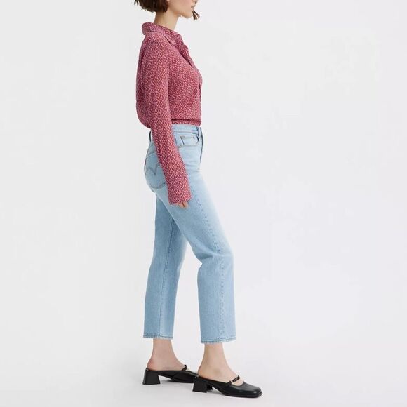 Levi’s Icon Wedgie Cropped Straight Leg High Rise Jean Rigid Denim Light Wash 32 - Picture 2 of 14